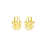 Bids.com 14k Yellow Gold Polished Hand of Hamsa Post Earrings Earrings White Smoke Yellow Gold
