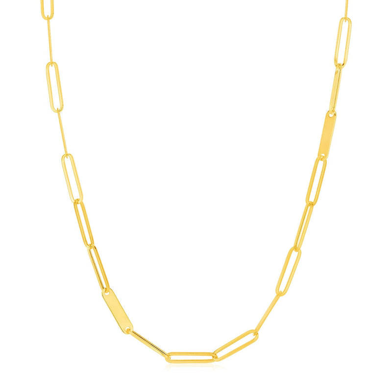 Bids.com 14k Yellow Gold Alternating Paperclip Chain Link and Gold Bar Necklace Necklaces White Smoke 18 / Yellow Gold
