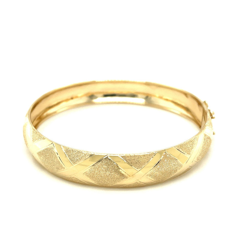 Bids.com 10k Yellow Gold Dual-Textured Diamond Pattern Bangle Bracelets White Smoke 7 / Yellow Gold,8 / Yellow Gold