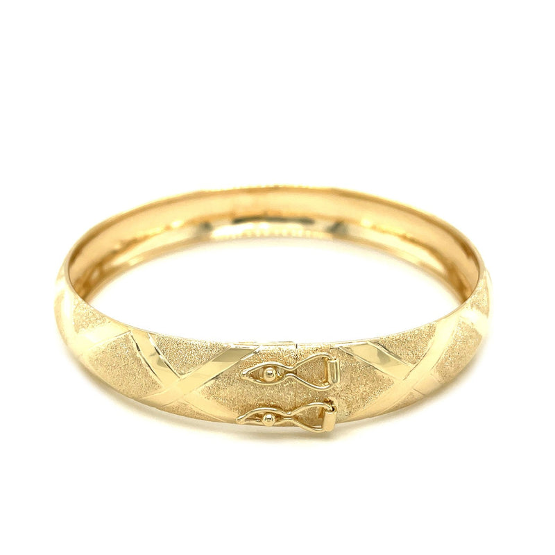 Bids.com 10k Yellow Gold Dual-Textured Diamond Pattern Bangle Bracelets White Smoke 7 / Yellow Gold,8 / Yellow Gold