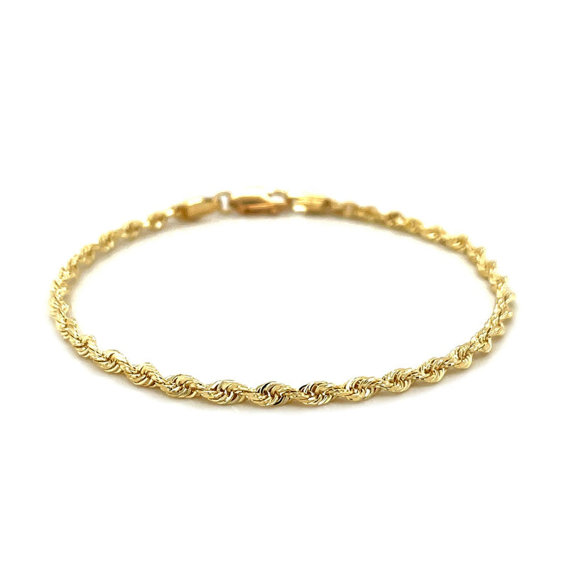 Bids.com 2.75mm 10k Yellow Gold Solid Diamond Cut Rope Bracelet Bracelets White Smoke 7 / Yellow Gold