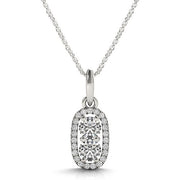Bids.com Outer Oval Shaped Two Stone Diamond Pendant in 14k White Gold (5/8 cttw) Necklaces White Smoke 18 / White Gold