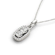 Bids.com Outer Oval Shaped Two Stone Diamond Pendant in 14k White Gold (5/8 cttw) Necklaces White Smoke 18 / White Gold