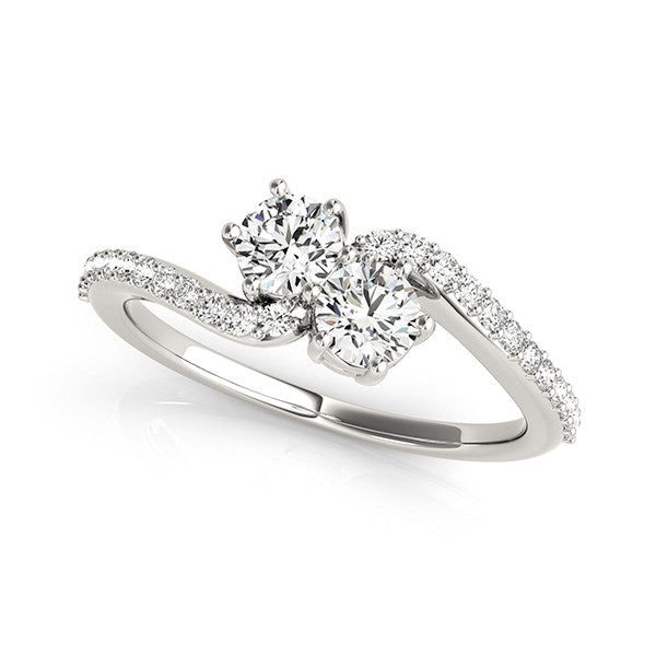 Bids.com Curved Band Two Stone Diamond Ring in 14k White Gold (3/4 cttw) Rings White Smoke 3 / White Gold,3.5 / White Gold,4 / White Gold,4.5 / White Gold,5 / White Gold,5.5 / White Gold,6 / White Gold,6.5 / White Gold,7 / White Gold,7.5 / White Gold,8 / White Gold,8.5 / White Gold,9 / White Gold,One / White Gold