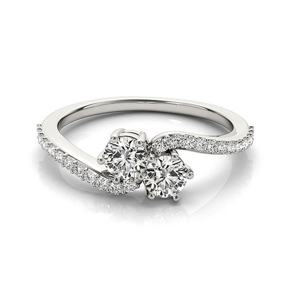 Bids.com Curved Band Two Stone Diamond Ring in 14k White Gold (3/4 cttw) Rings White Smoke 3 / White Gold,3.5 / White Gold,4 / White Gold,4.5 / White Gold,5 / White Gold,5.5 / White Gold,6 / White Gold,6.5 / White Gold,7 / White Gold,7.5 / White Gold,8 / White Gold,8.5 / White Gold,9 / White Gold,One / White Gold