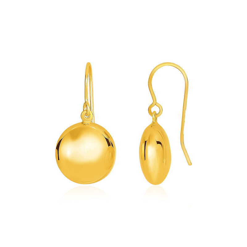 Bids.com 14k Yellow Gold Puffed Circle Shape Drop Earrings Earrings White Smoke Yellow Gold