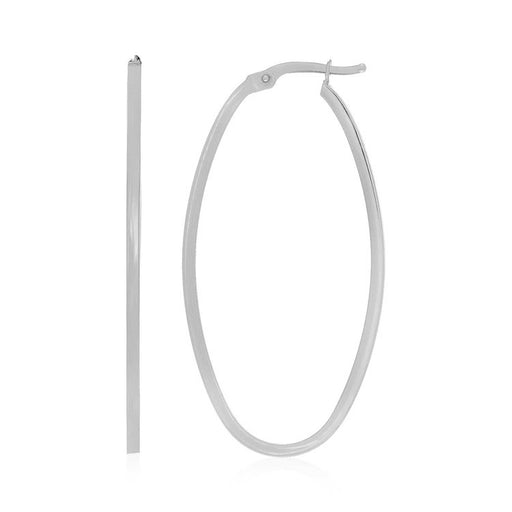 Bids.com 14k White Gold Slim Oval Shape Hoop Earrings Earrings White Smoke White Gold