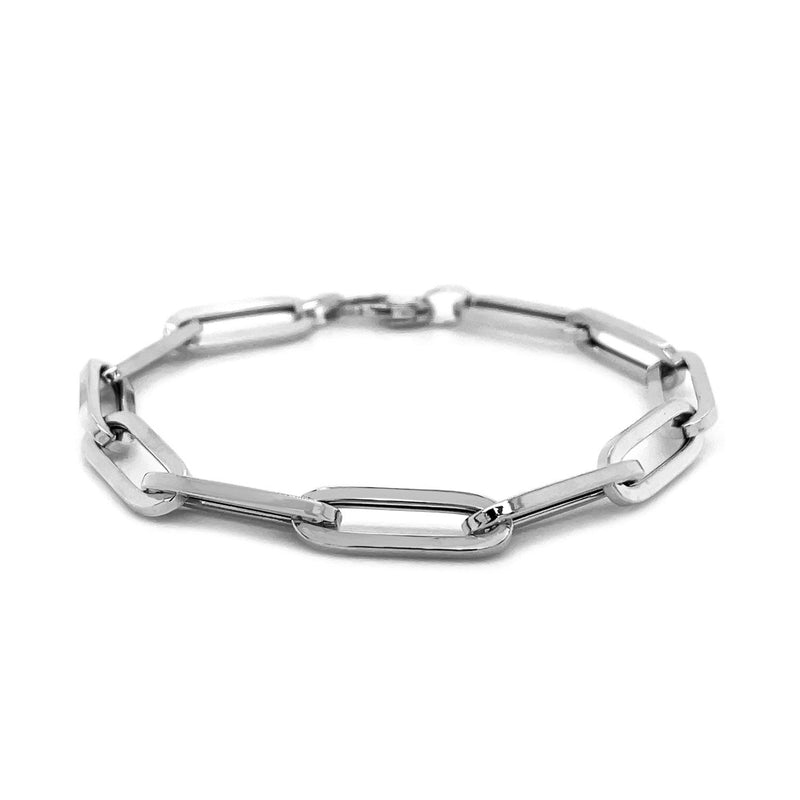 Bids.com 14K White Gold Extra Wide Paperclip Chain Bracelet Bracelets White Smoke 7.5 / White Gold