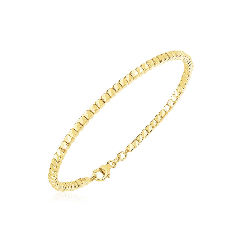 Bids.com 14k Yellow Gold High Polish Bead Cuff Bangle Bracelets White Smoke 6.75 / Yellow Gold