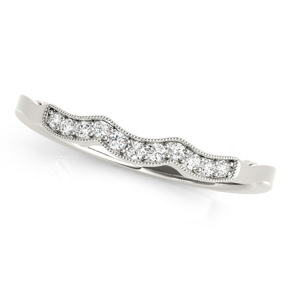 Bids.com 14k White Gold Wave Style Milgrained Diamond Wedding Ring (1/20 cttw) Rings White Smoke 3 / White Gold,3.5 / White Gold,4 / White Gold,4.5 / White Gold,5 / White Gold,5.5 / White Gold,6 / White Gold,6.5 / White Gold,7 / White Gold,7.5 / White Gold,8 / White Gold,8.5 / White Gold,9 / White Gold