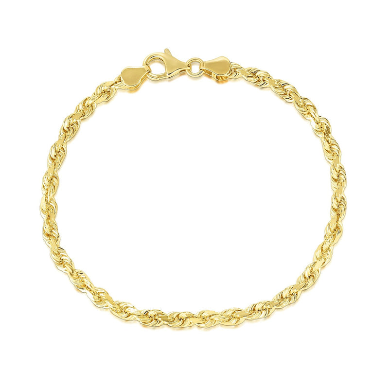 Bids.com 5.0mm 10k Yellow Gold Solid Diamond Cut Rope Bracelet Bracelets White Smoke 8 / Yellow Gold,9 / Yellow Gold