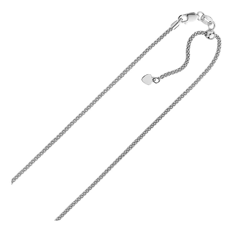 Bids.com Sterling Silver 0.8mm Adjustable Popcorn Chain Necklaces White Smoke 22 / Sterling Silver