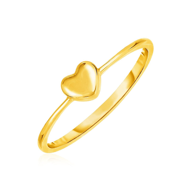 Bids.com 14k Yellow Gold Ring with Puffed Heart Rings White Smoke 7 / Yellow Gold