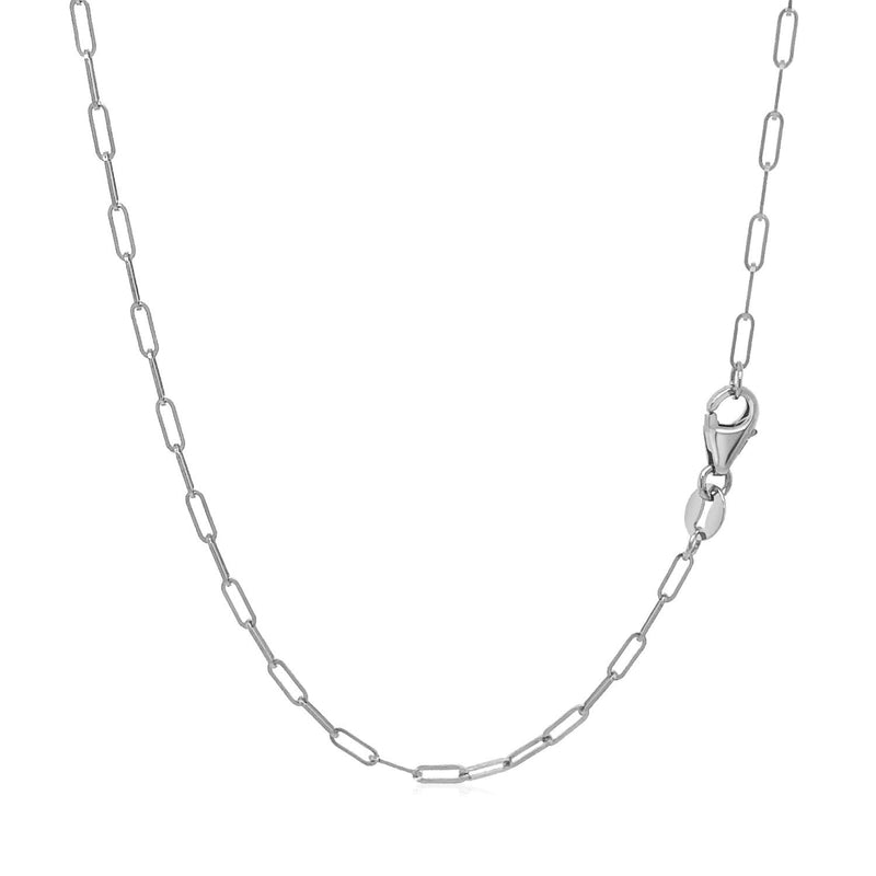 Bids.com 14K White Gold Fine Paperclip Chain (1.5mm) Necklaces White Smoke 16 / White Gold,18 / White Gold,20 / White Gold,24 / White Gold