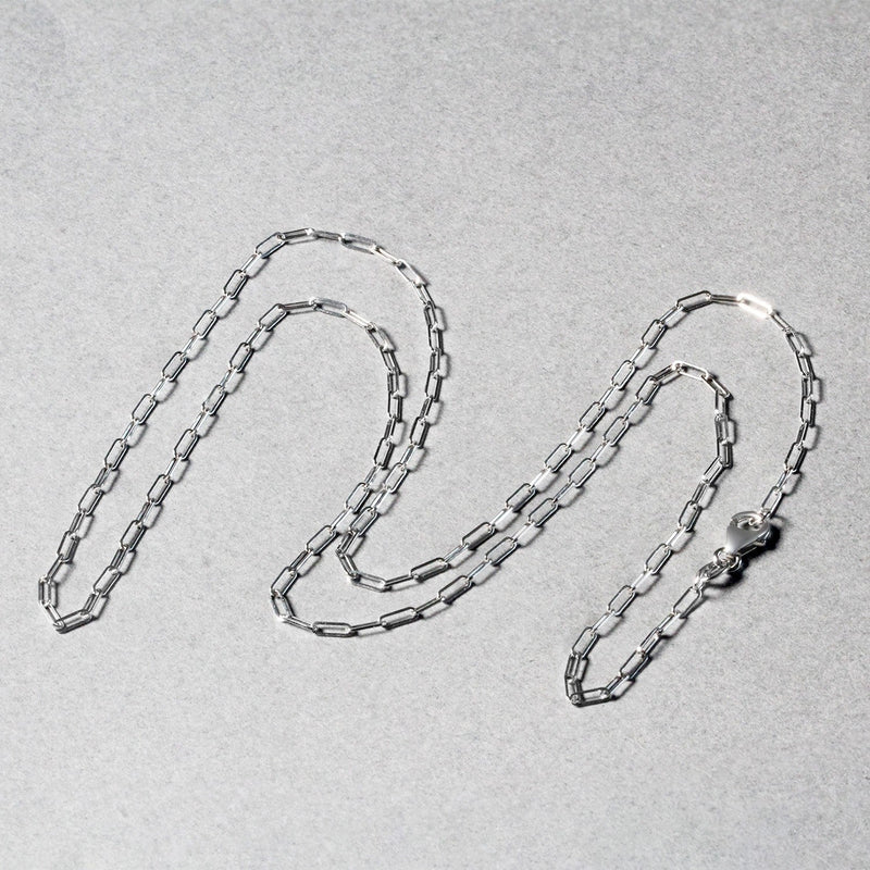 Bids.com 14K White Gold Fine Paperclip Chain (1.5mm) Necklaces Gray 16 / White Gold,18 / White Gold,20 / White Gold,24 / White Gold