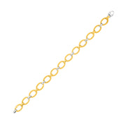 Bids.com 14k Two-Tone Gold Chain Bracelet with Textured Oval Links Bracelets White Smoke 7.5 / Two-Tone Gold
