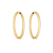Bids.com 14k Yellow Gold Endless Oval Hoop Earrings(2x25mm) Earrings White Smoke Yellow Gold