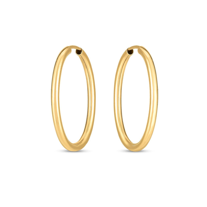 Bids.com 14k Yellow Gold Endless Oval Hoop Earrings(2x25mm) Earrings White Smoke Yellow Gold