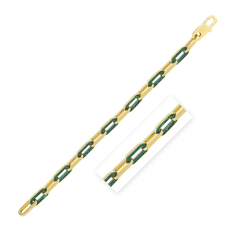 Bids.com 14k Yellow Gold Malachite Paperclip Gem Link Bracelet (7.00 mm) Bracelets White Smoke 7.5 / Yellow Gold