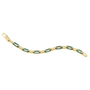 Bids.com 14k Yellow Gold Malachite Paperclip Gem Link Bracelet (7.00 mm) Bracelets White Smoke 7.5 / Yellow Gold