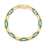 Bids.com 14k Yellow Gold Malachite Paperclip Gem Link Bracelet (7.00 mm) Bracelets White Smoke 7.5 / Yellow Gold