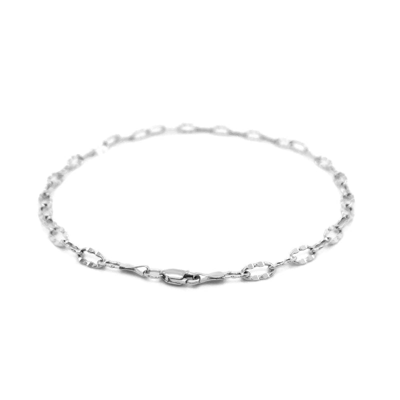 Bids.com 14k White Gold Anklet with Fancy Hammered Oval Links Accessories White Smoke 10 / White Gold