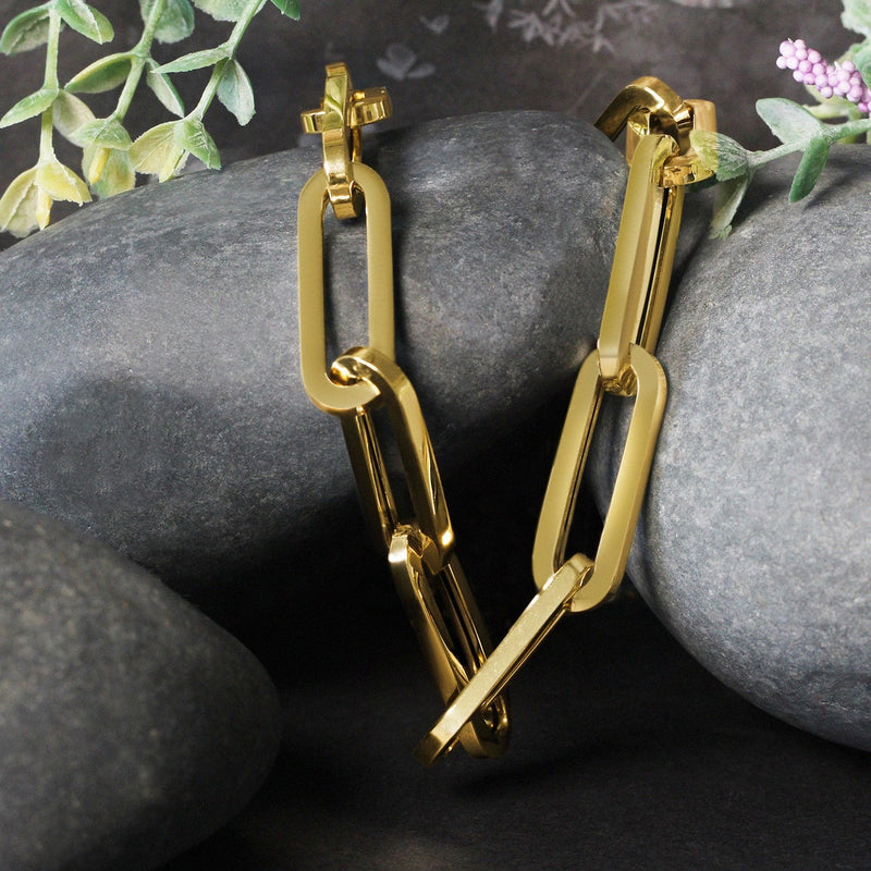 Bids.com 14k Yellow Gold Extra Wide Paperclip Chain Necklace Necklaces Black 18 / Yellow Gold
