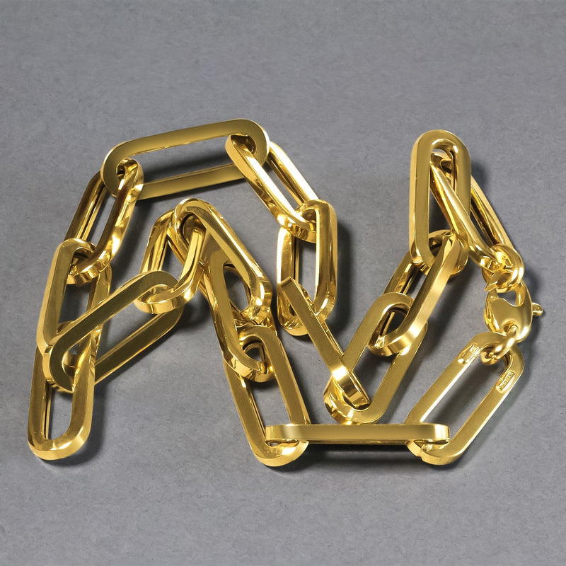 Bids.com 14k Yellow Gold Extra Wide Paperclip Chain Necklace Necklaces Dark Gray 18 / Yellow Gold