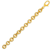 Bids.com Textured Oval Link Bracelet in 14k Yellow Gold Bracelets White Smoke 8 / Yellow Gold