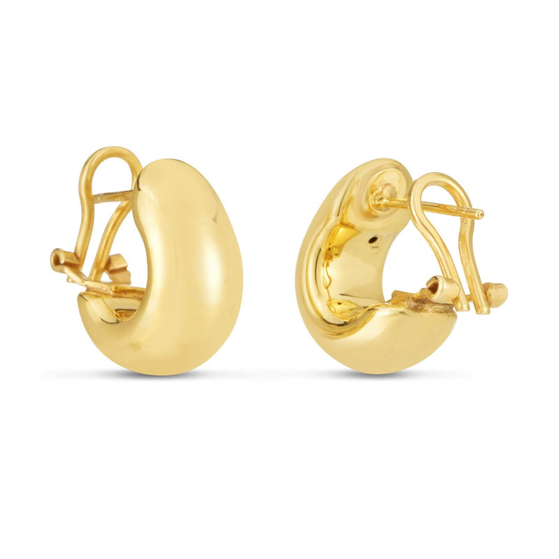 Bids.com 14k Yellow Gold Small Omega C Hoops Earrings White Smoke Yellow Gold
