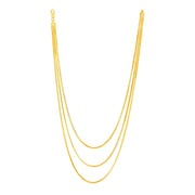 Bids.com 14k Yellow Gold Three Strand Herringbone Chain Necklace Necklaces White Smoke 16 / Yellow Gold