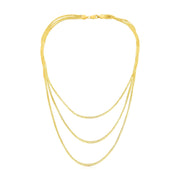 Bids.com 14k Yellow Gold Three Strand Herringbone Chain Necklace Necklaces White Smoke 16 / Yellow Gold