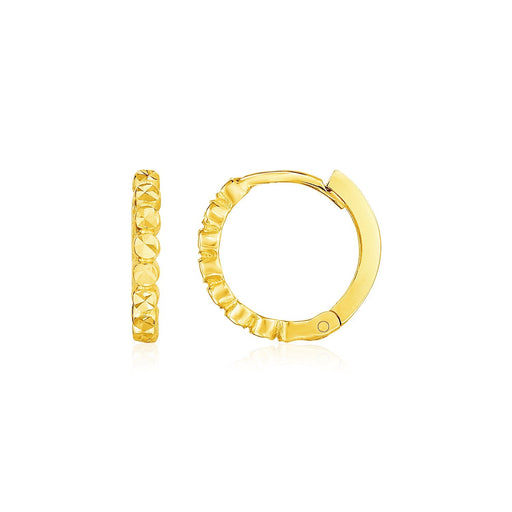 Bids.com 14k Yellow Gold Petite Textured Round Hoop Earrings Earrings White Smoke Yellow Gold