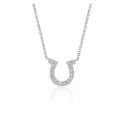 Bids.com 14k White Gold Horseshoe Design Diamond Pendant Necklaces White Smoke 16 / White Gold