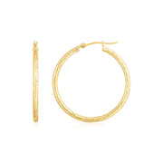 Bids.com 14K Yellow Gold Diamond Cut Hoop Earrings Earrings White Smoke Yellow Gold