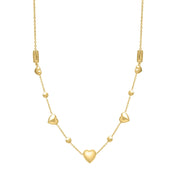 Bids.com 14k Yellow Gold Puff Heart Adjustable Necklace Necklaces White Smoke 24 / Yellow Gold