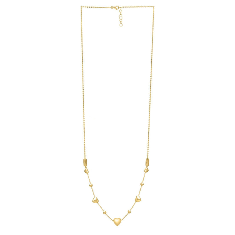 Bids.com 14k Yellow Gold Puff Heart Adjustable Necklace Necklaces White Smoke 24 / Yellow Gold