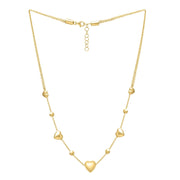 Bids.com 14k Yellow Gold Puff Heart Adjustable Necklace Necklaces White Smoke 24 / Yellow Gold