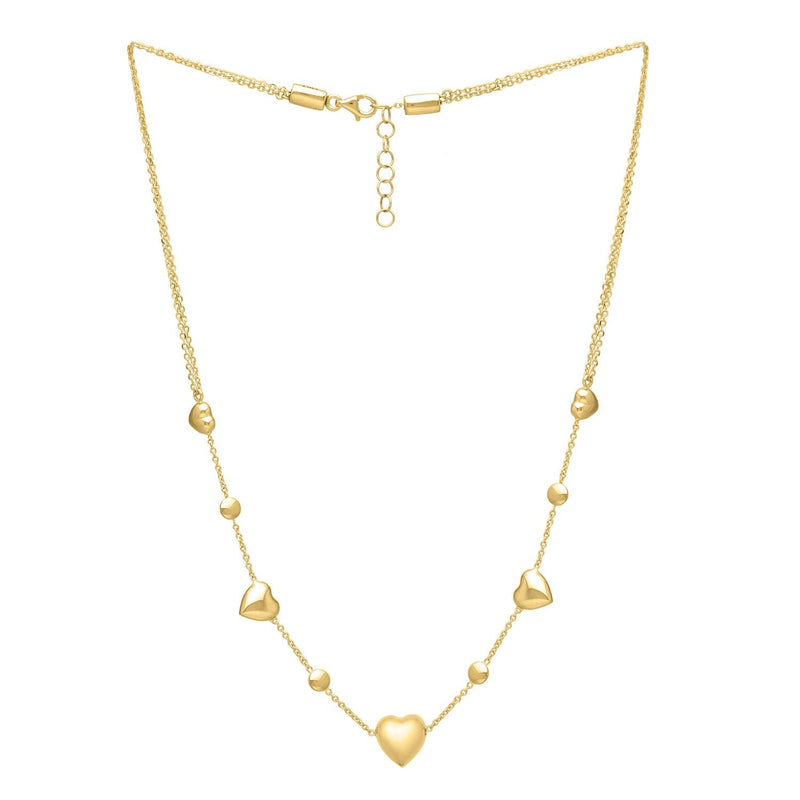 Bids.com 14k Yellow Gold Puff Heart Adjustable Necklace Necklaces White Smoke 24 / Yellow Gold