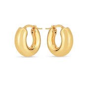 Bids.com 14k Yellow Gold Small Puffy Hoops Earrings White Smoke Yellow Gold