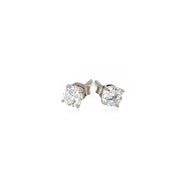 Bids.com Sterling Silver Stud Earrings with White Hue Faceted Cubic Zirconia Earrings White Smoke Sterling Silver
