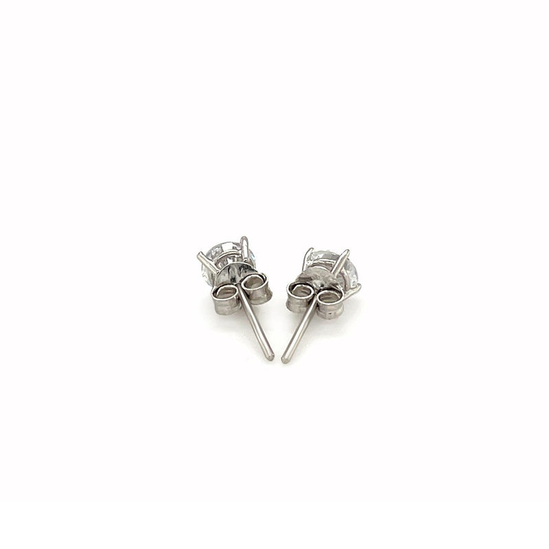 Bids.com Sterling Silver Stud Earrings with White Hue Faceted Cubic Zirconia Earrings White Smoke Sterling Silver