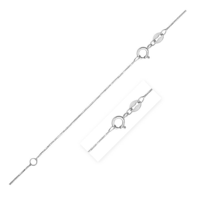Bids.com Double Extendable Box Chain in 14k White Gold (0.6mm) Necklaces White Smoke 18 / White Gold