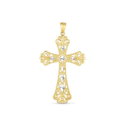 Bids.com 14k Two Tone Gold High Polish Diamond Cut Cross Pendant Pendants White Smoke Two-Tone Gold
