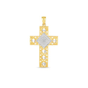Bids.com 14k Two Tone Gold High Polish Diamond Cut Cross Pendant Pendants White Smoke Two-Tone Gold