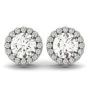 Bids.com 14k White Gold Four Prong Round Halo Diamond Earrings (1 1/6 cttw) Earrings White Smoke White Gold
