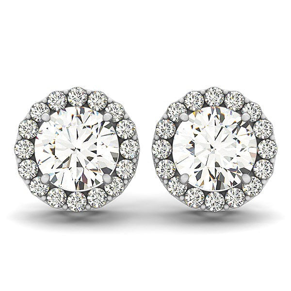 Bids.com 14k White Gold Four Prong Round Halo Diamond Earrings (1 1/6 cttw) Earrings White Smoke White Gold