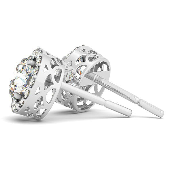 Bids.com 14k White Gold Four Prong Round Halo Diamond Earrings (1 1/6 cttw) Earrings White Smoke White Gold