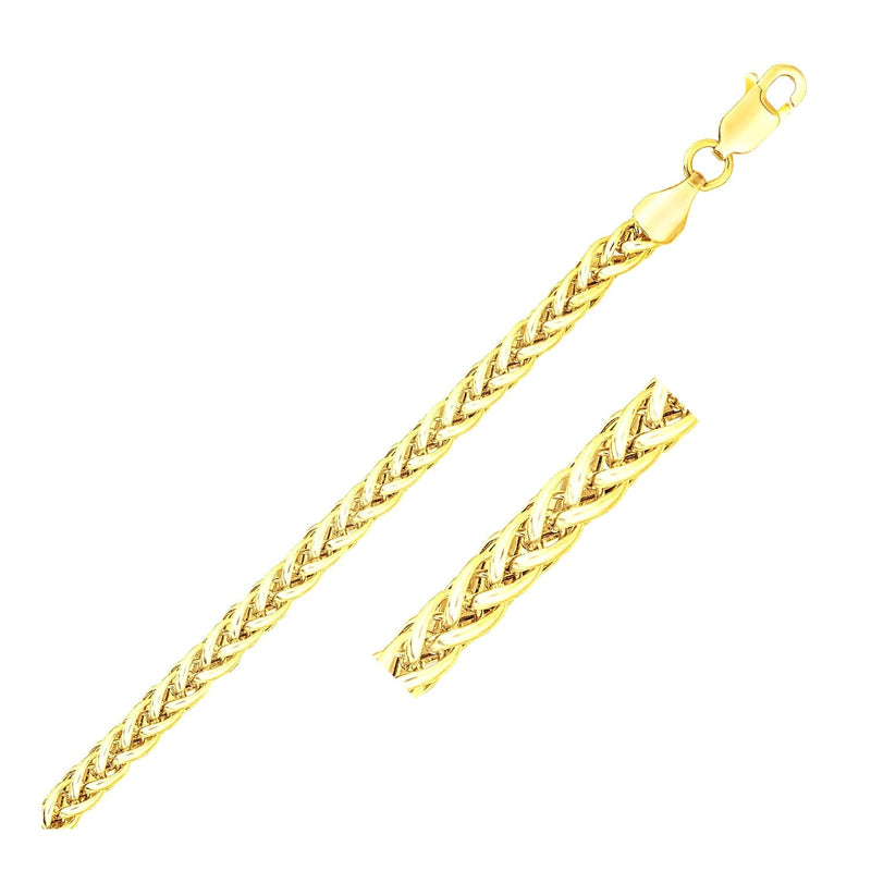 Bids.com 3.3mm 14k Yellow Gold Light Weight Wheat Bracelet Bracelets White Smoke 7.25 / Yellow Gold