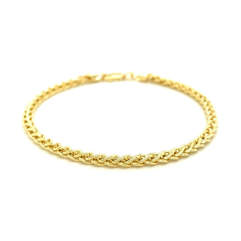 Bids.com 3.3mm 14k Yellow Gold Light Weight Wheat Bracelet Bracelets White Smoke 7.25 / Yellow Gold